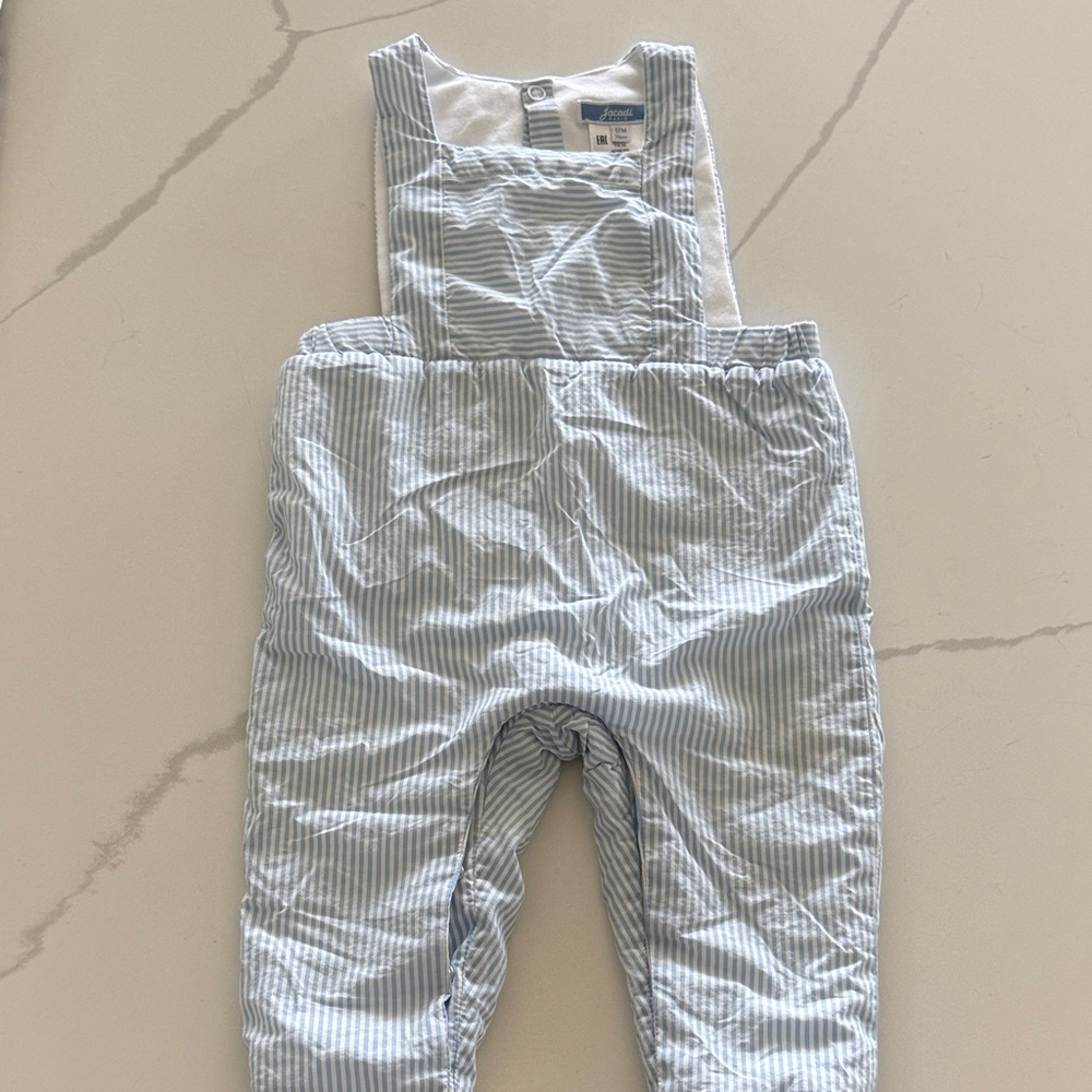 Jacadi Blue and White Striped Overalls